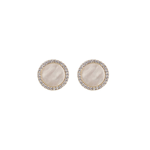 Mother of Pearl CZ Edge Disc Studs  ER-6127
