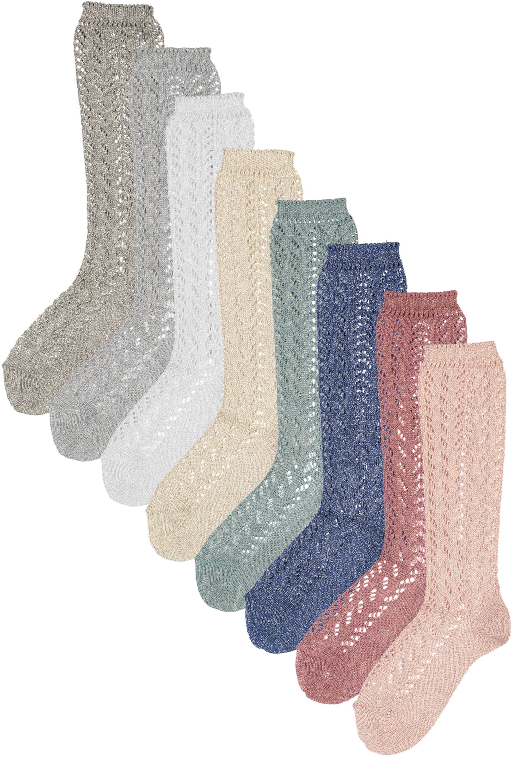Condor Girls Shimmer Crochet Knee Socks - 2528/2 - Double Header USA