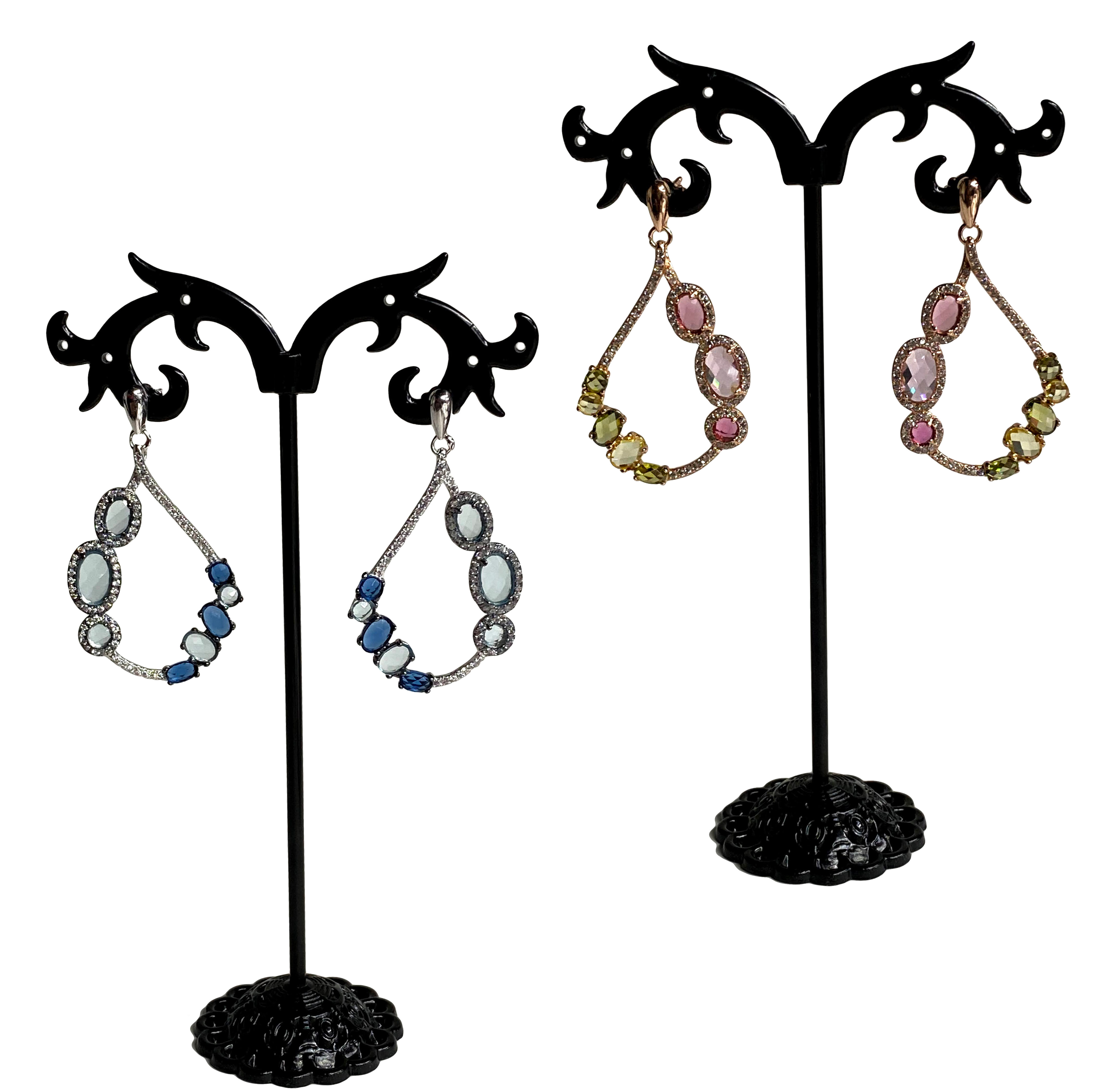 P & B Drop Earrings Double Header USA