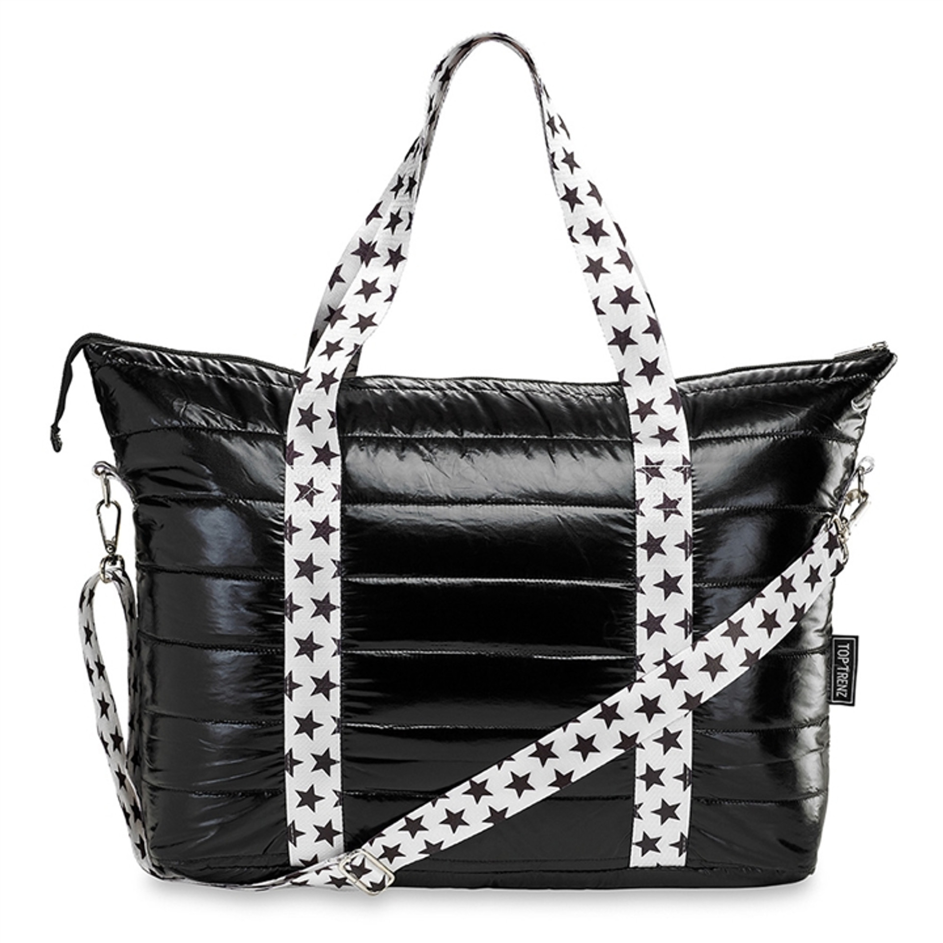 Top Trenz Black Puffer Crossbody Cell Phone Bag with Midnite Stripe Strap main image 0