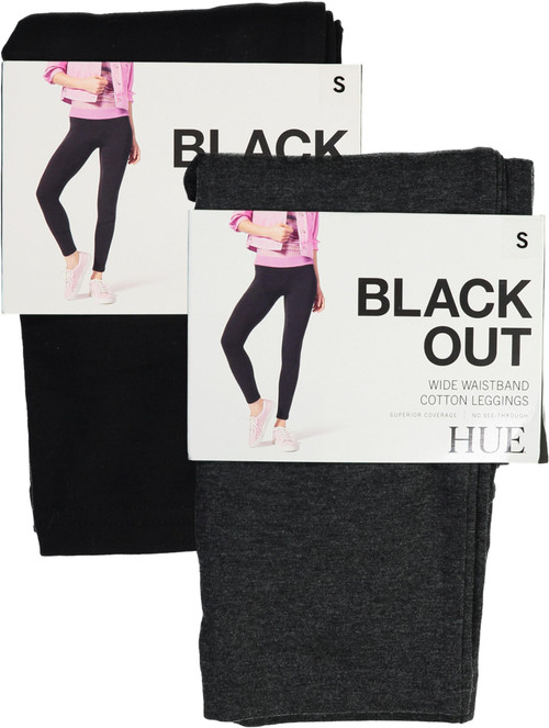 HUE Women's Wide Waistband Blackout Cotton Leggings, Assorted, White with  Cell Phone Pocket, Small : : Clothing, Shoes & Accessories