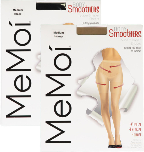 Memoi Womens High Waisted 12 Denier Body Slimming Pantyhose - Double Header  USA