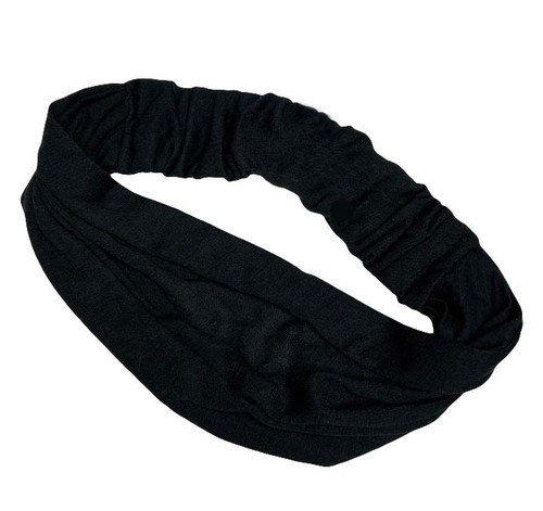 Black Gathered Cotton Hair Wrap - Double Header USA