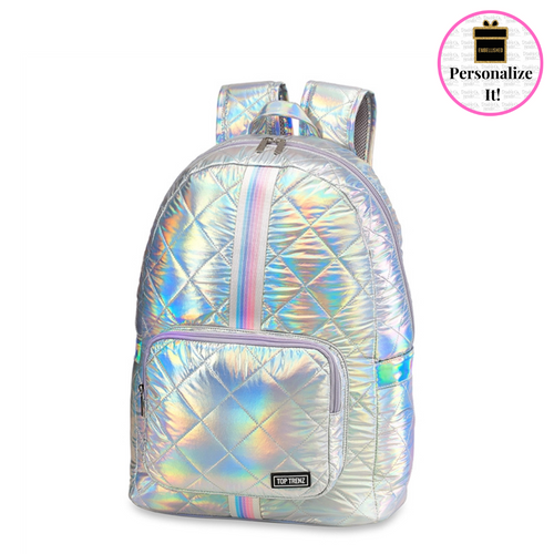Top Trenz Iridescent Puffer Backpack W/ Sunrise Stripe Double Header USA