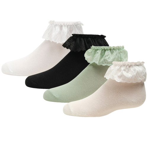 Girls Textured Ruffle Ankle Sock Double Header USA