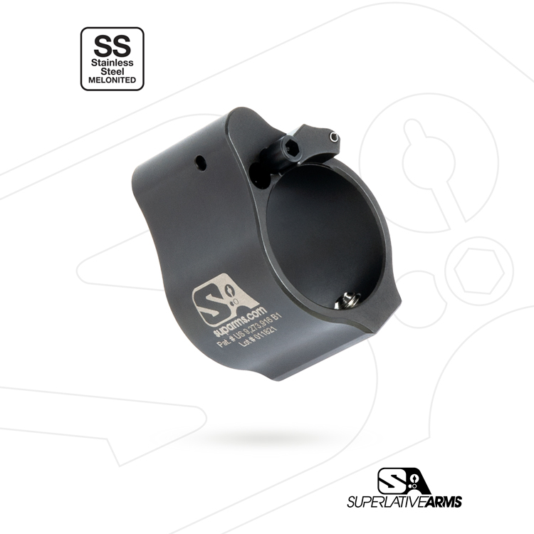 Superlative Arms .875” Adjustable Gas Block | Stainless Steel | Solid, Set Screw | Melonite Finish AR-15