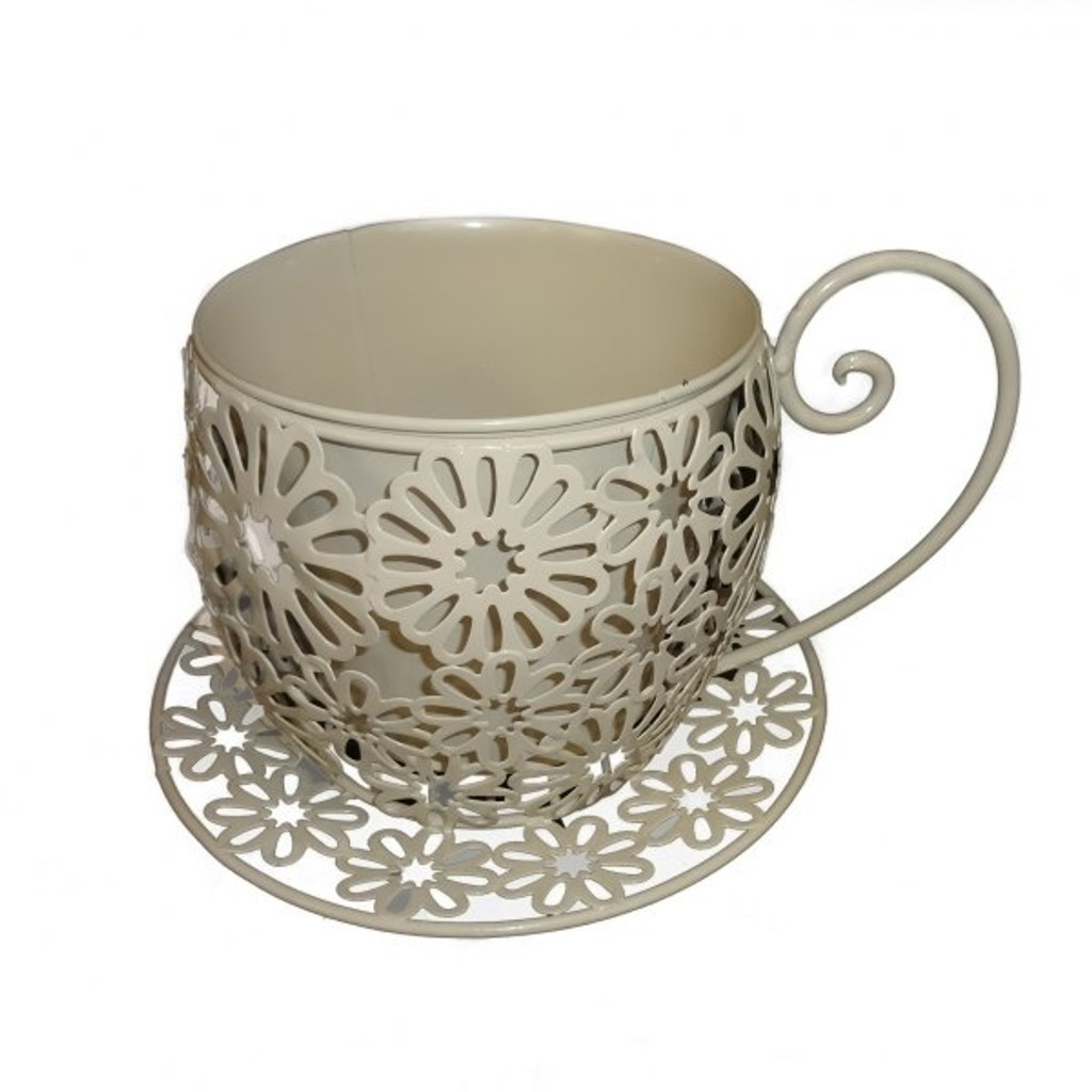 TEA CUP PLANT HOLDER - WHITE COLOUR - BHB131713