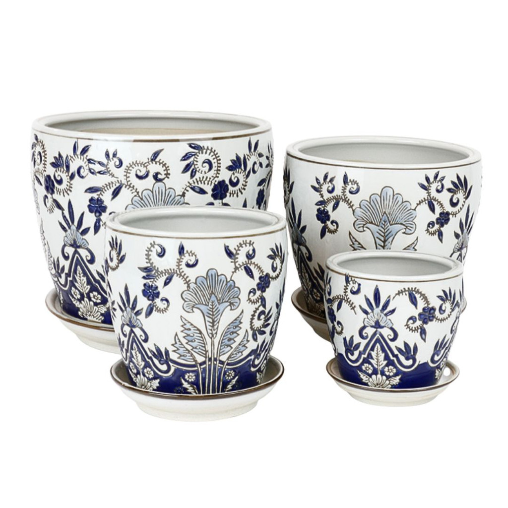 SET 4 PLANTERS - EMBOSSED REGAL - PE0030
