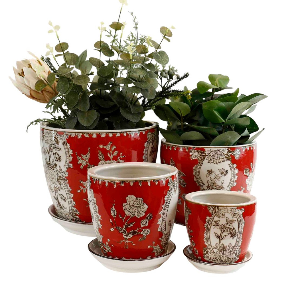 SET 4 STRAIGHT PLANTERS - TANGERINE - PE0043