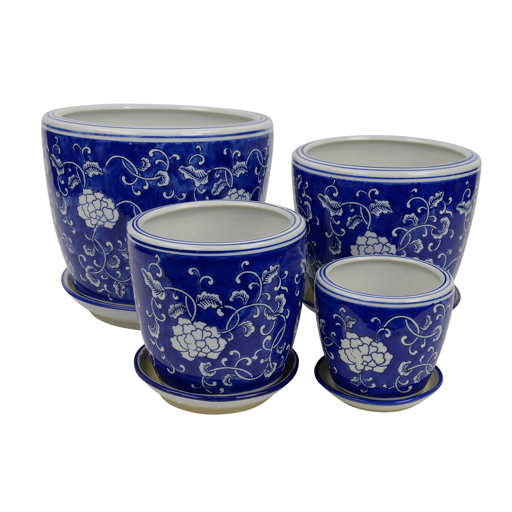 SET 4 STRAIGHT PLANTERS -GARDENIA AND VINES - PE0051