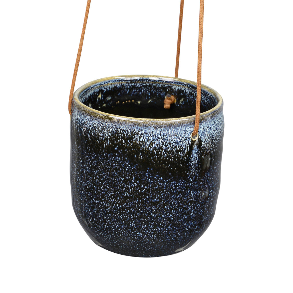 MEDIUM BLUE HANGING CERAMIC PLANTER - DHP0102