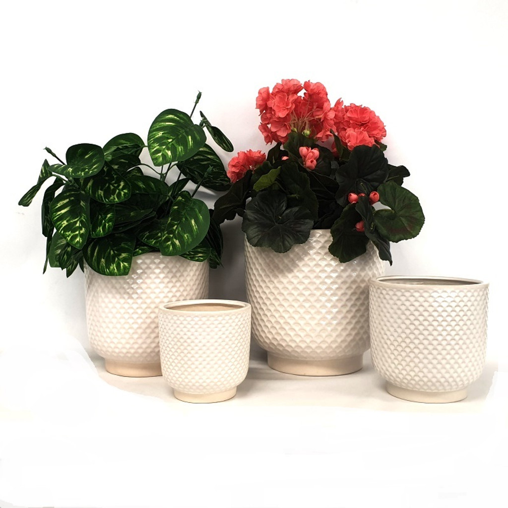 MEDIUM WHITE SHELL PLANTER - DHP0106