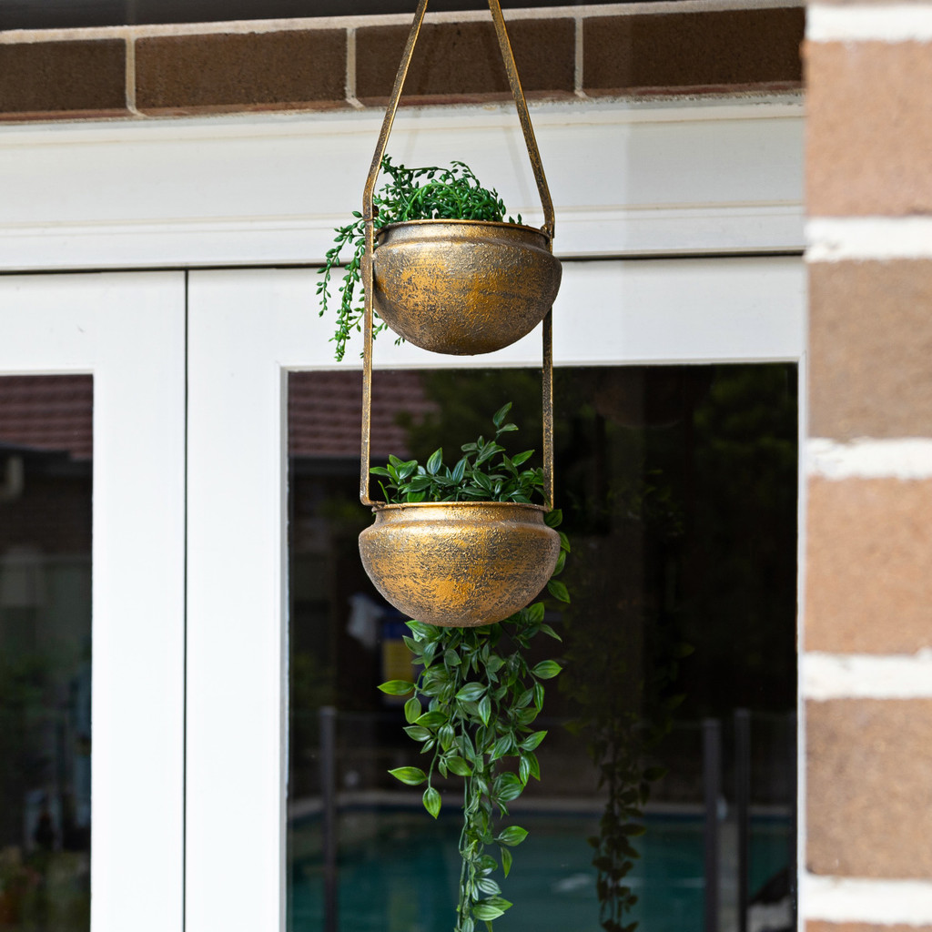 DOUBLE GOLD HANGING PLANTER - MH001