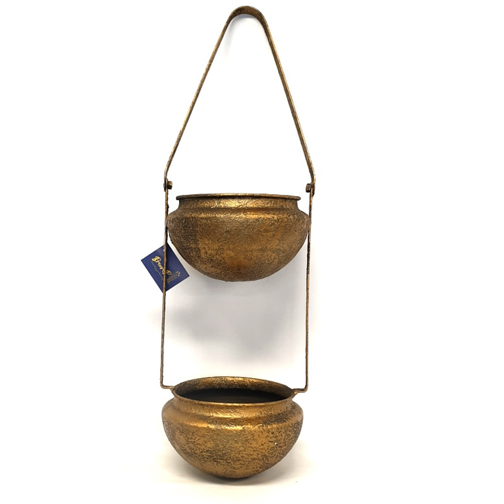 DOUBLE GOLD HANGING PLANTER - MH001