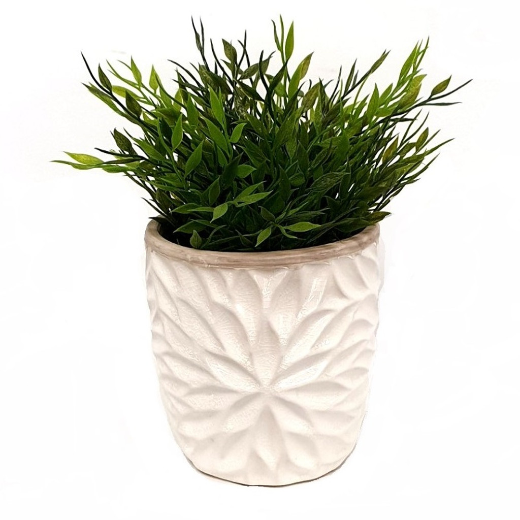 SNOW WHITE PETAL POT MEDIUM - SY008