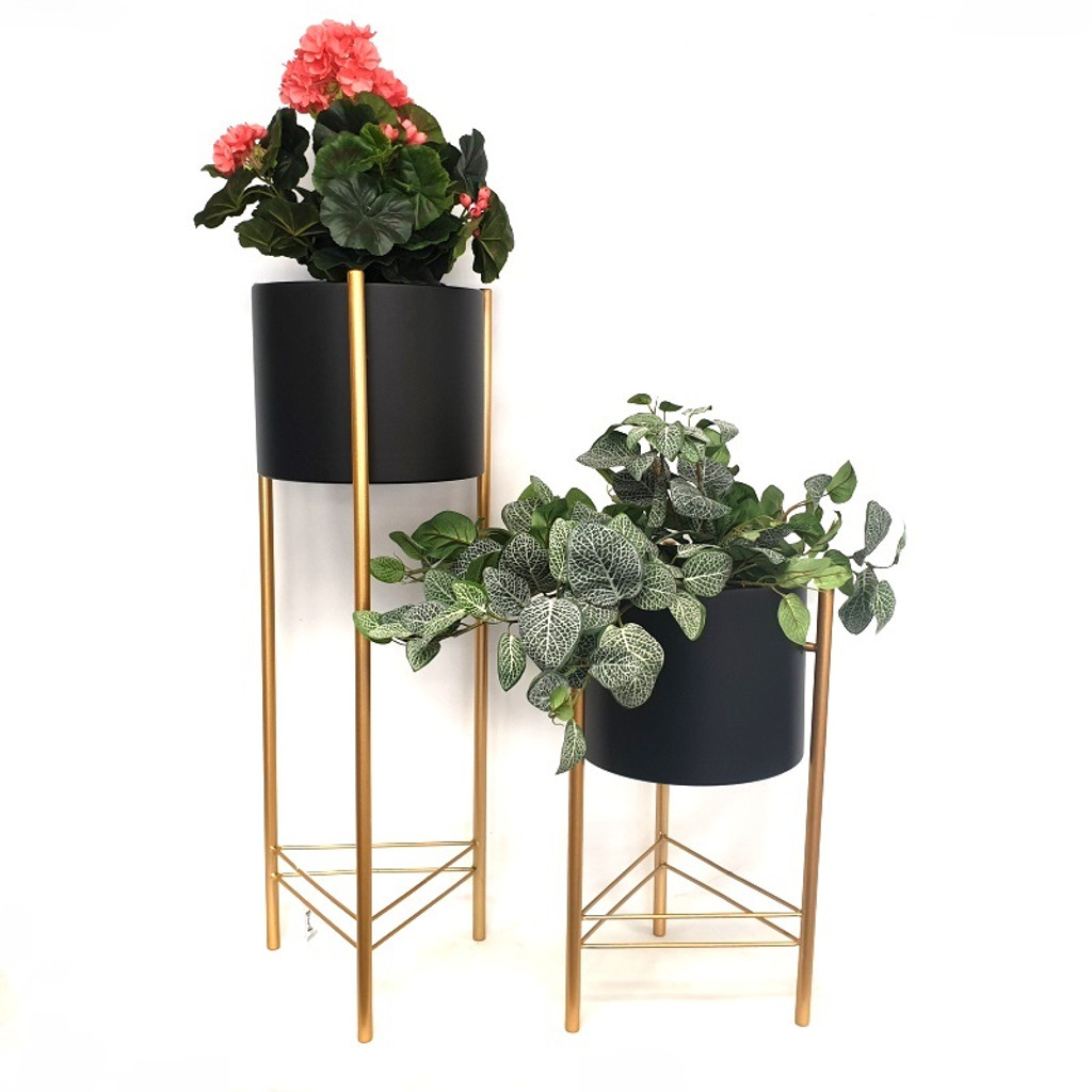 BLACK PLANT STAND SET OF 2 - XJ4019