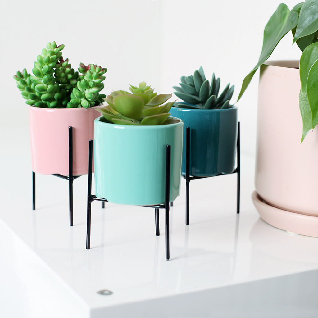 MINI POT W/METAL STAND 3 ASST - SS1043