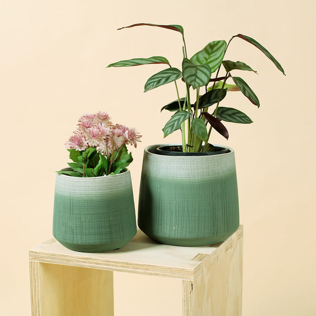 HORIZON COLLECTION - PATINA GREEN SET OF 4 POTS - YE2542