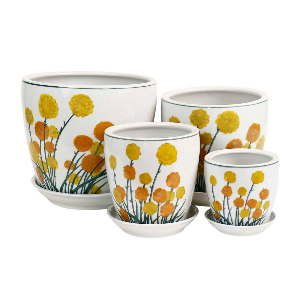 HAND PAINTED BILLY BUTTONS - SET OF 4 PLANTERS - PE0096