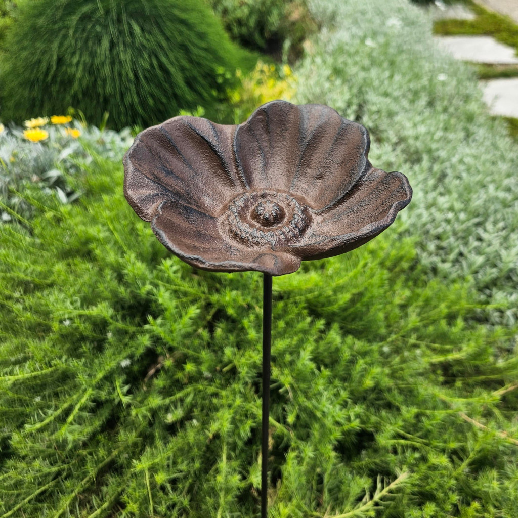 Cast Iron Poppy Birdfeeder Stake - BW484