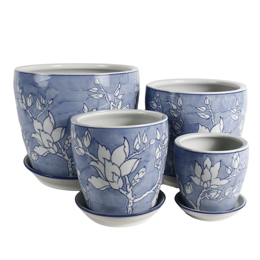 SET OF 4 PLANTERS - LILAC MAGNOLIA - PE0125