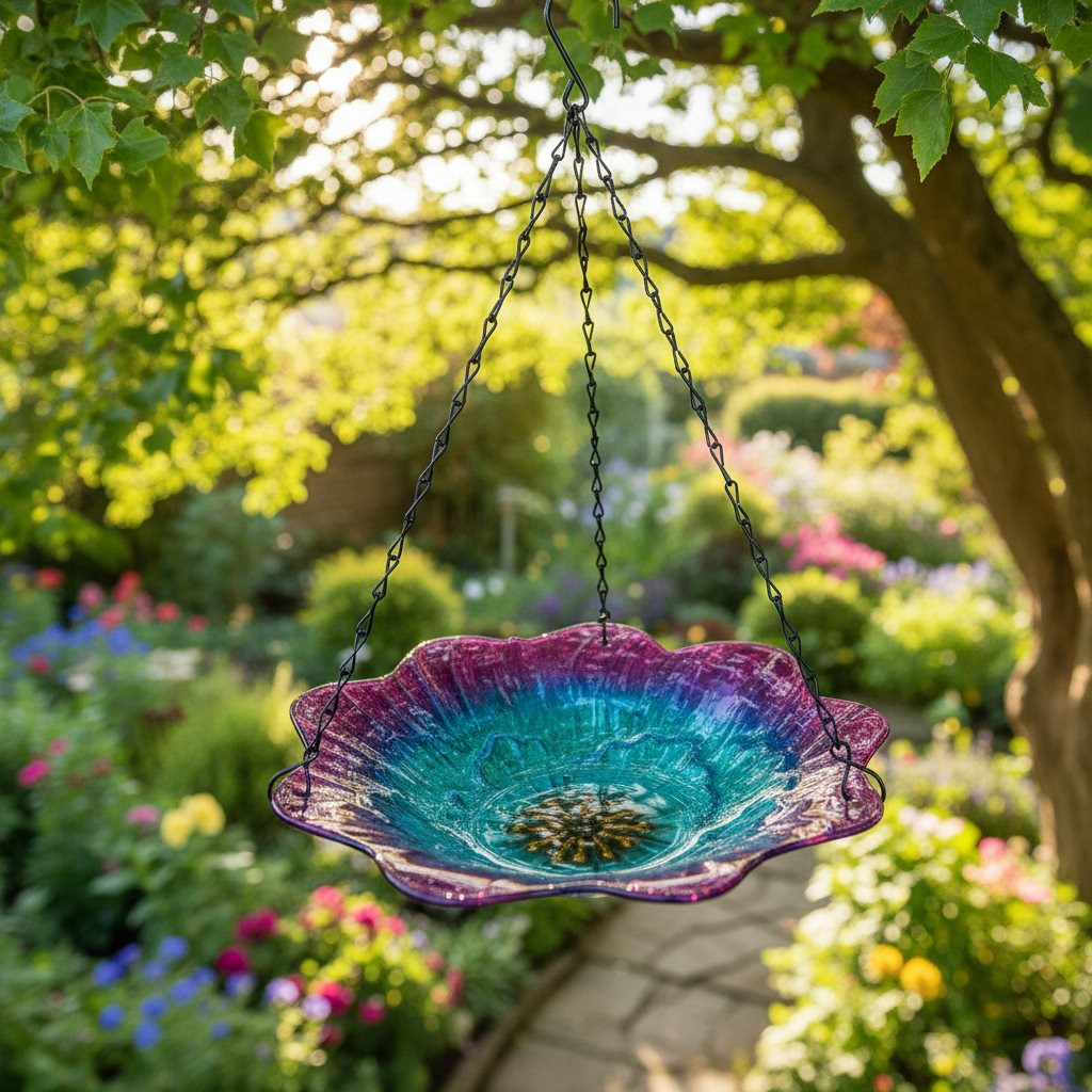 GLASS FLOWER BIRDFEEDER - SH039