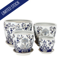 SET 4 PLANTERS - EMBOSSED REGAL - PE0030