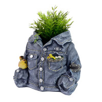 NOVELTY JEANS JACKET PLANTER WITH CHICKS - LF006