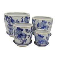 SET 4 STRAIGHT PLANTERS - EMBOSSED CHERRY BLOSSOMS - PE0053