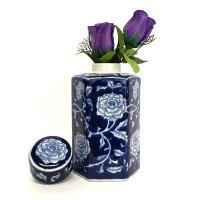 SMALL HEXAGONAL ROSE GINGER JAR - PE1029