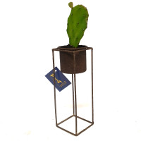 TALL METAL CACTUS POT ON STAND - MH008