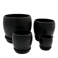 ROUND PLANTER MATT BLACK - MEDIUM - DHP0077