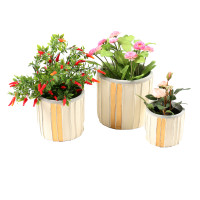 STRIPED CEMENT POT LARGE - YE2716-L