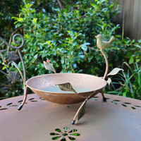 LEAF AND BIRD BIRDBATH - HF90355