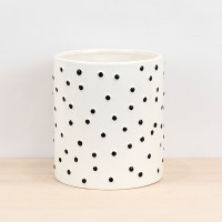 White with Black Spots Pot - S210313-1