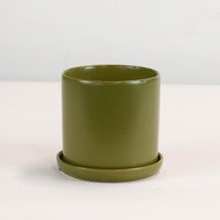 SMALL OLIVE CYLINDER  POT - SY071