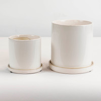 SMALL WHITE CYLINDER POT - SY085