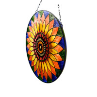 SUNFLOWER GLASS HANGING WALL ART - SH365