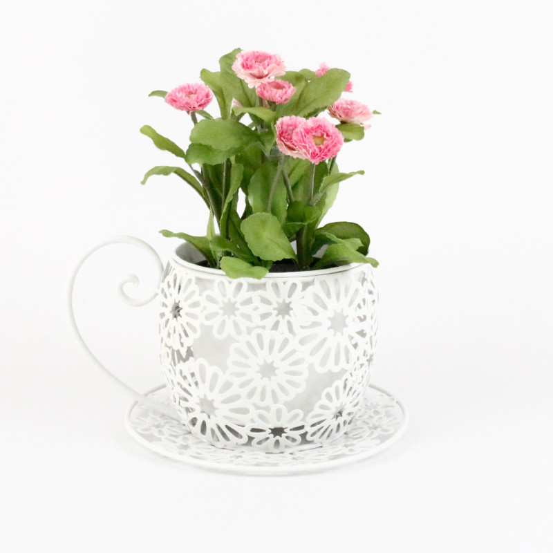 TEA CUP PLANT HOLDER WHITE COLOUR BHB131713 Bronrob