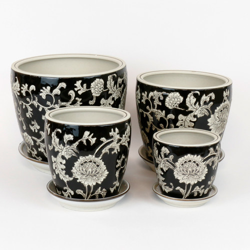 SET 4 PLANTERS - CHRYSANTHEMUM- PE0024