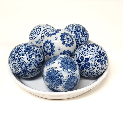 SET 6 ASSORTED BLUE AND WHITE BALLS PE1026 Bronrob