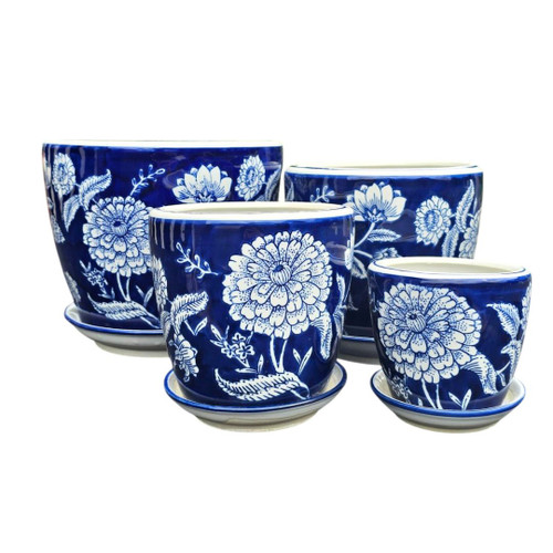 SET 4 PLANTERS - NAVY FLEUR - PE0118
