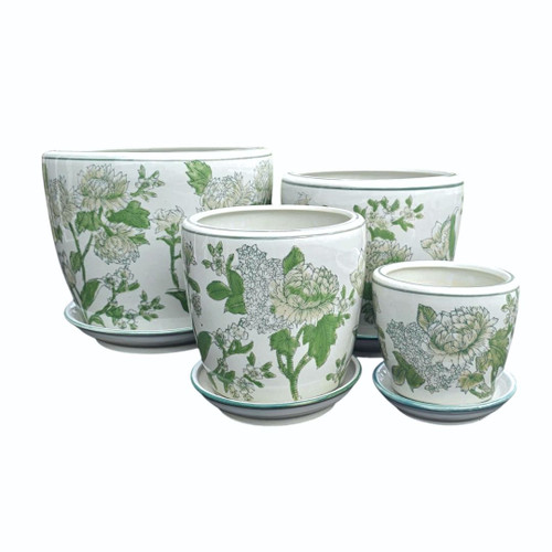 SET 4 PLANTERS - GREEN FLEUR - PE0119
