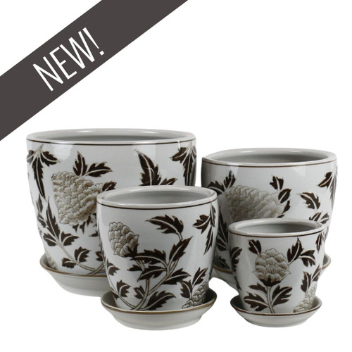 SET OF 4 PLANTERS - DARK WARATAH - PE0129