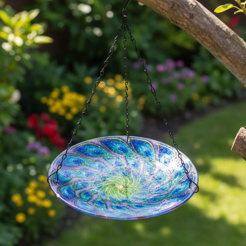 GLASS PEACOCK BIRDFEEDER - SH041