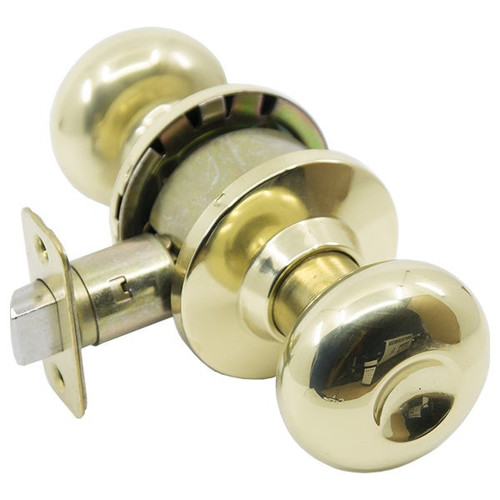 PLS PLS K310P Grade 3 Plymouth Style Door Knob ADJ - PASSAGE - Bright Brass US3 PLS