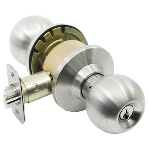 PLS PLS K353E Grade 3 Ball Style Door Knob ADJ - ENTRY - SC1 - K2 - Stainless Steel 32D Our Brands