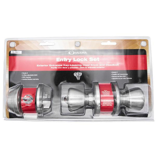 ULTRA HARDWARE Ultra 44155 Grade 3 Tulip Style Entry Door Knob & Deadbolt - Kwikset KW1 - Satin Nickle US15 Knobs