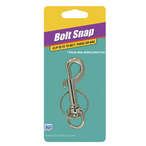Lucky Line Bolt Snap Bolt Snap With 1-1/8-Inch Split Key Ring - 5 Pcs - Carded