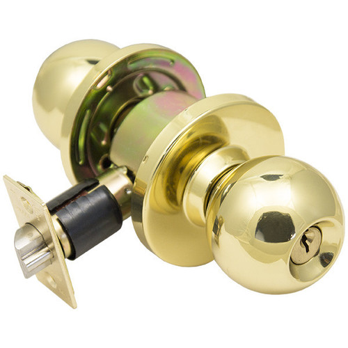 PLS PLS K253 Grade 2 Cylindrical Door Knob 2-3/4 - SC4 - Entry - Bright Brass US3 Our Hardware Brands